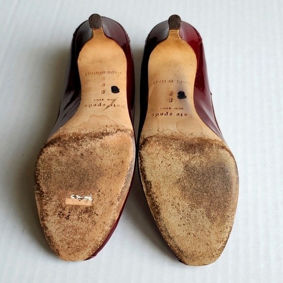 Kate Spade Burgundy Giselle Patent Leather Peep Toe Pump - Picture 6 of 7